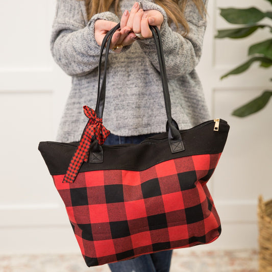 Buffalo Plaid Tote in Red/Black