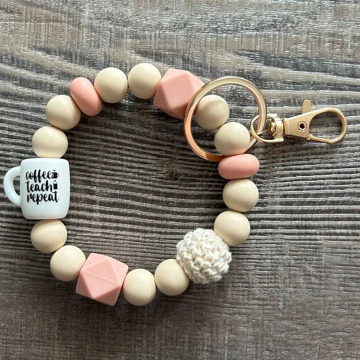 Coffee Teach Repeat Keychain