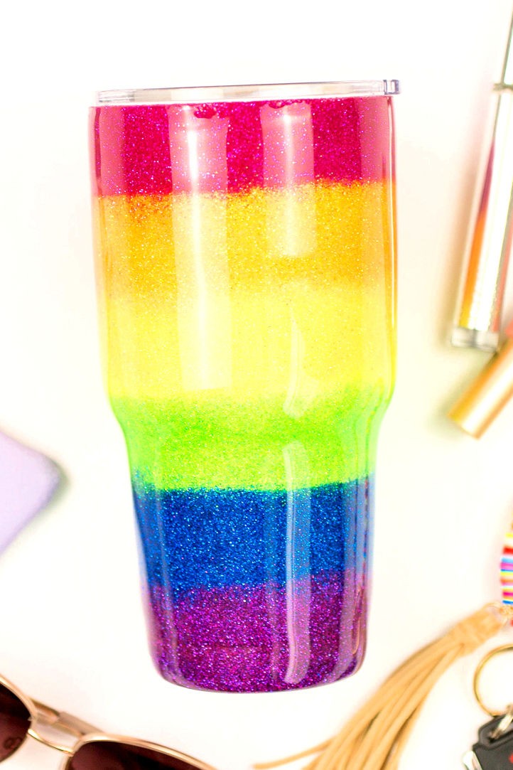 30oz Rainbow Glitter Tumbler