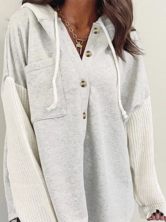 Hooded Button-up in Gray