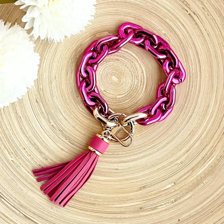 Chain Link Wristlet Keychain w/ Tassel