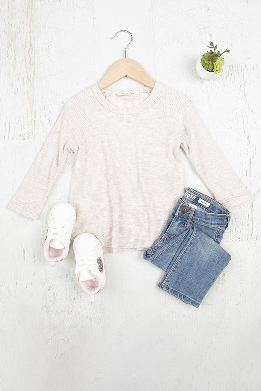 GIRLS Thermal Knit Top in Oatmeal